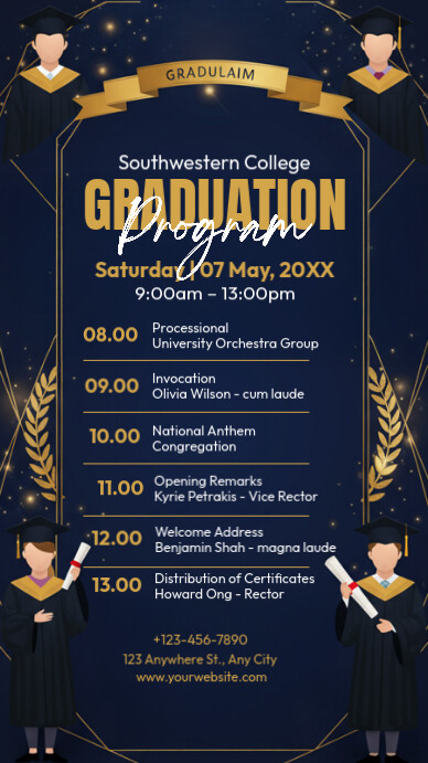 Graduation Events Calendar Copy of Graduation Ceremony Schedule Instagram Story | PosterMyWall