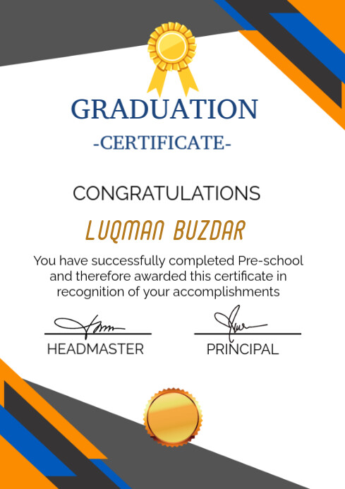 Graduation Certification Design Graduation certificate Template | PosterMyWall