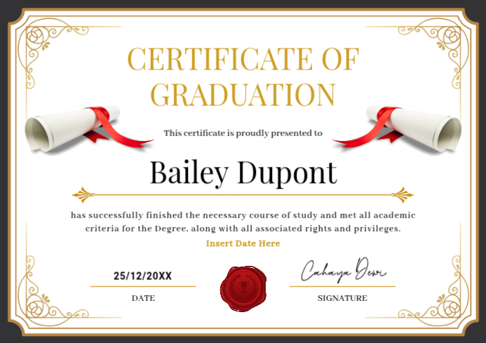 Graduation Certification Design Graduation Certificate Template | PosterMyWall