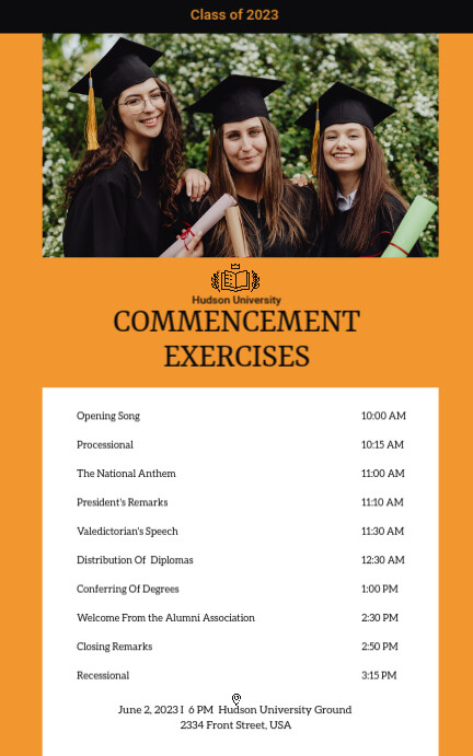 Graduation Commencement Program Flyer Design Template | PosterMyWall