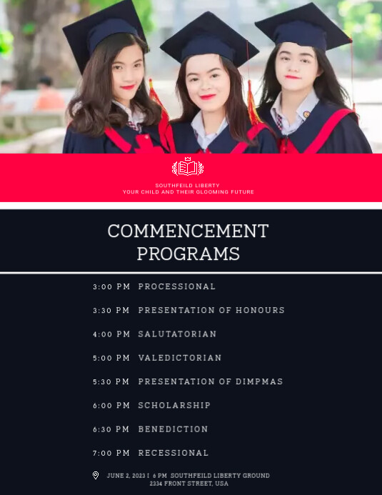 Graduation Program Nationalistic Design Graduation Commencement Program Template