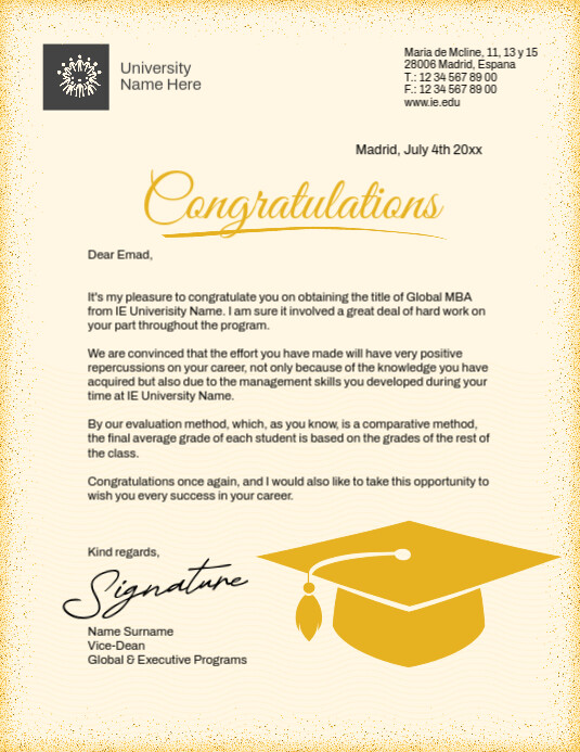 High School Graduation Congratulations Letter Graduation