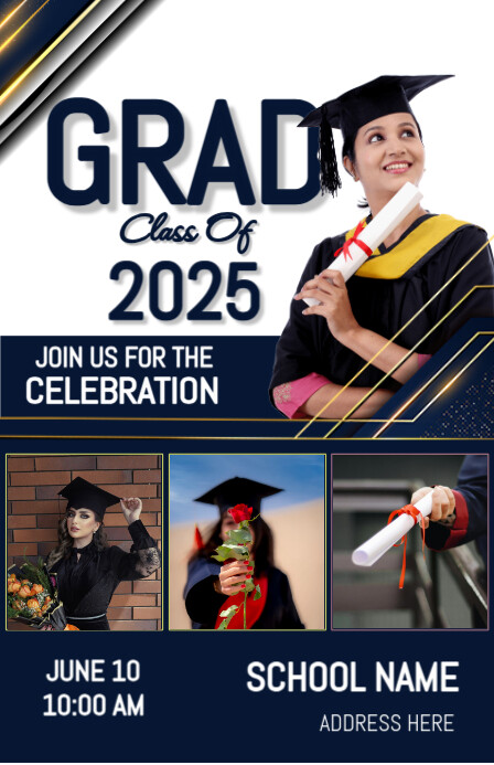 Graduation congratulation of 2025 Meia página larga template