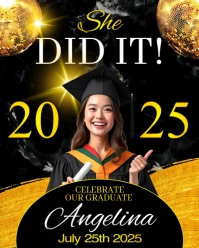 Graduation congratulations announcement printable invitation editable flyer template Instagram Portrait