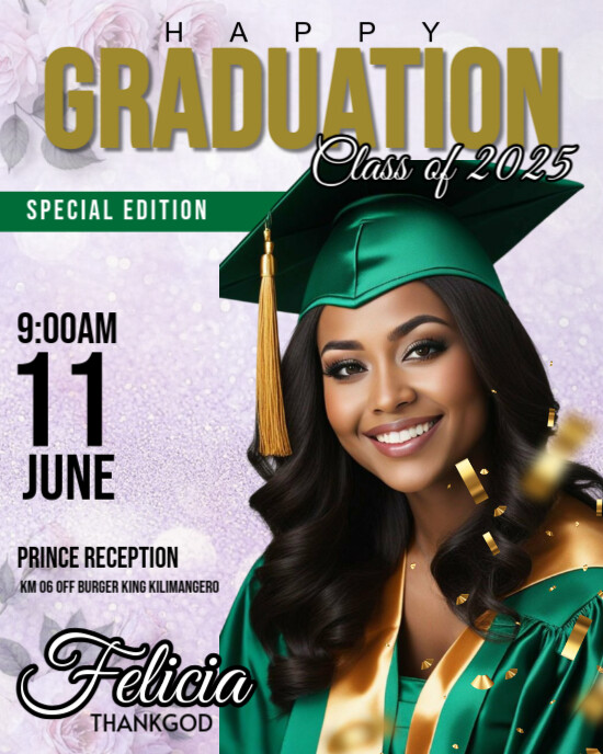 Customizable graduation ceremony invite card design 2025 Instagram Portrait template