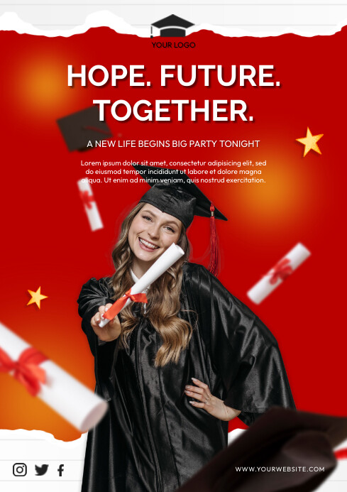 Graduation Screen Design Red Graduation A4 Template | PosterMyWall