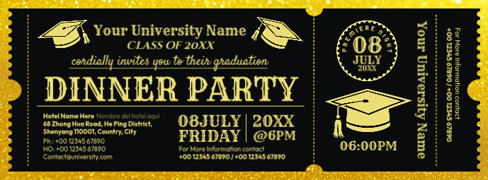 Graduation Dinner Party Ticket Template | PosterMyWall graduation-dinner-party-ticket-template-postermywall