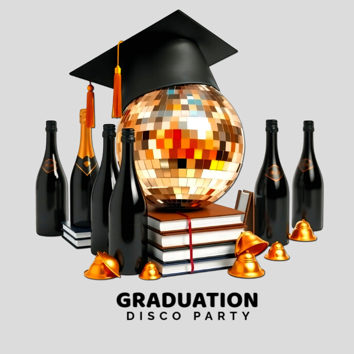 Graduation disco party logo template