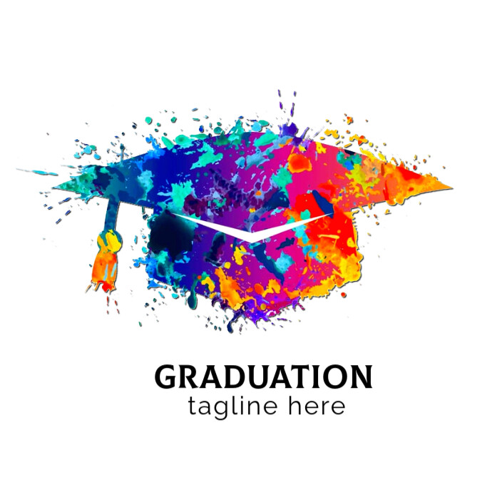 Graduation hat colorful brand illustration logo template | PosterMyWall