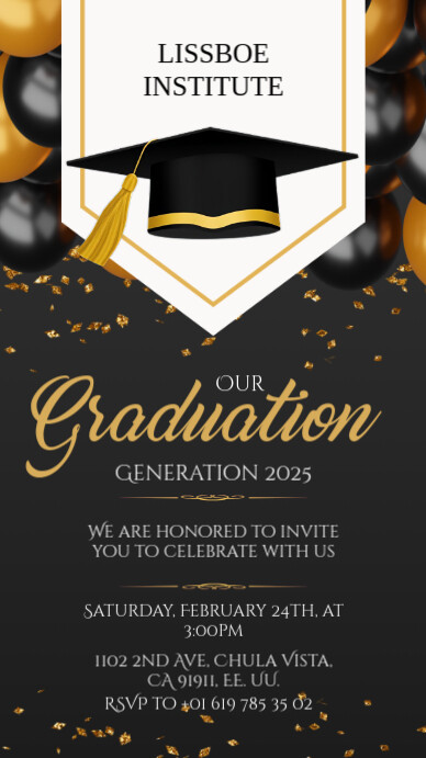 Graduation invitation Digital Display (9:16) template