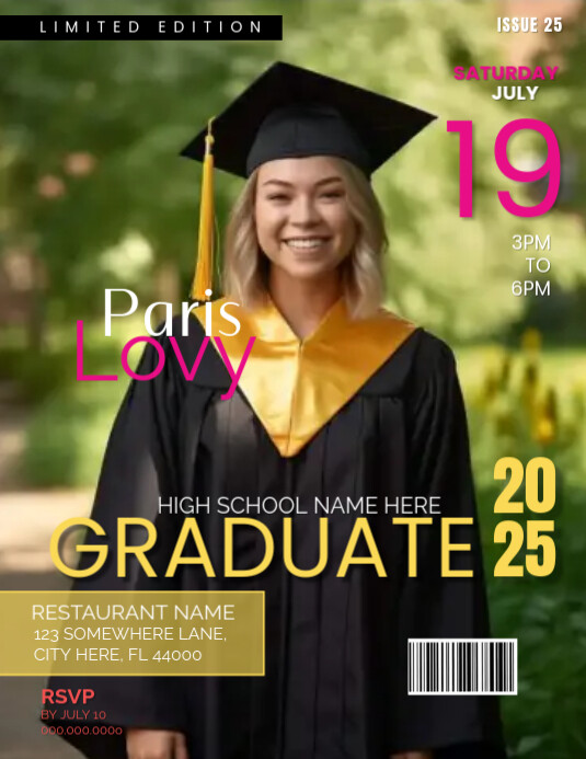 Plantilla de Graduation Magazine Cover Template PosterMyWall