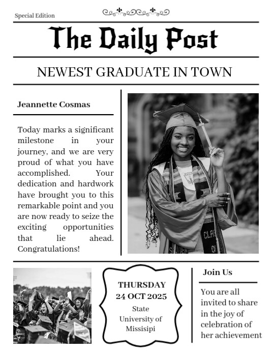 Graduation Newspaper flyer Pamflet (VSA Brief) template