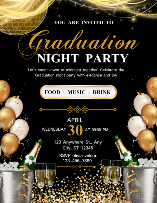 Graduation Night Party Flyer Templat | PosterMyWall