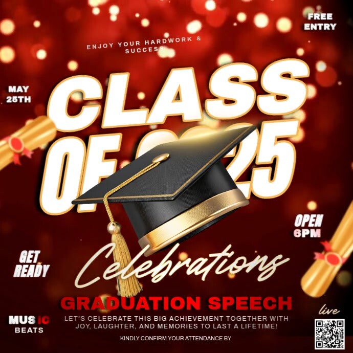 Graduation of class 2025 Template | PosterMyWall