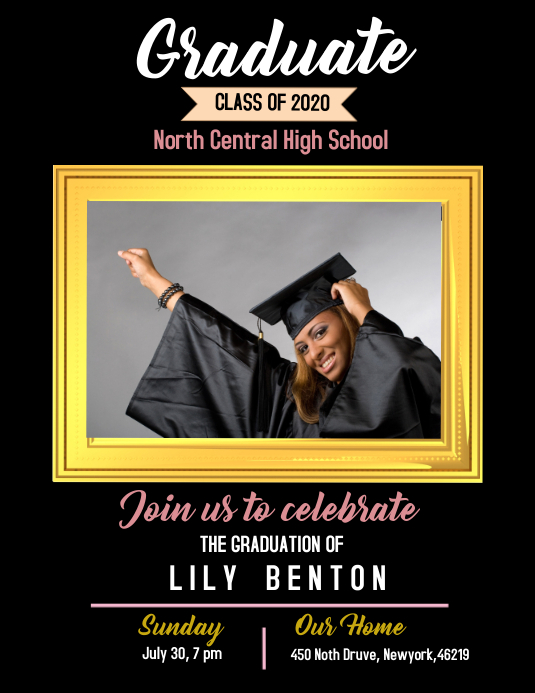 Graduation party, graduation invitation, Ulotka (US Letter) template
