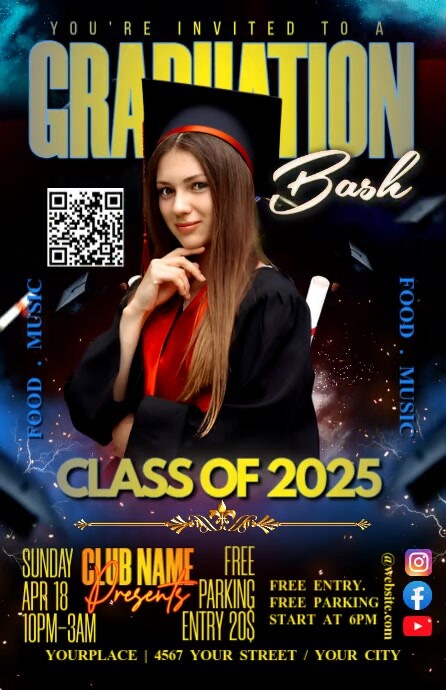 graduation party celebration, Halfbladsy Breed template