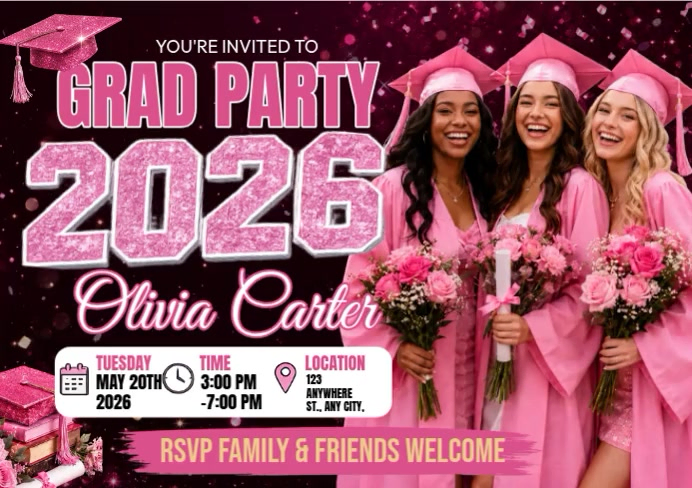 Graduation Party Layout Examples Red Graduation Party A4 Template | PosterMyWall