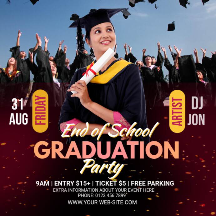 Graduation party End of School Template | PosterMyWall