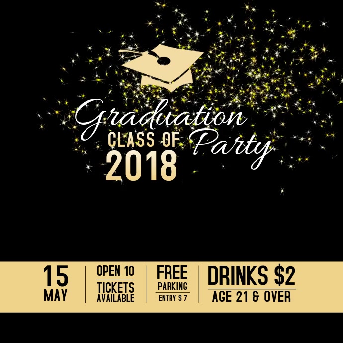 Graduation Party Event Video Template Square (1:1)