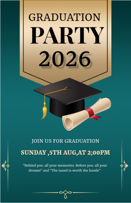 Half Graduation Card Graduation party Half Page Wide Template | PosterMyWall