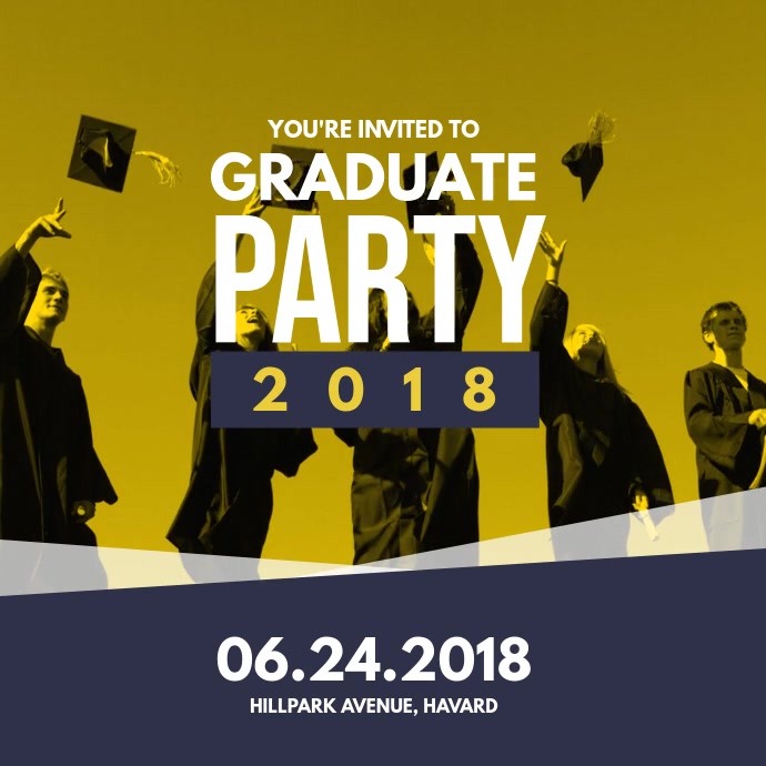 Graduation Party Invitation Card Template สี่เหลี่ยมจัตุรัส (1:1)