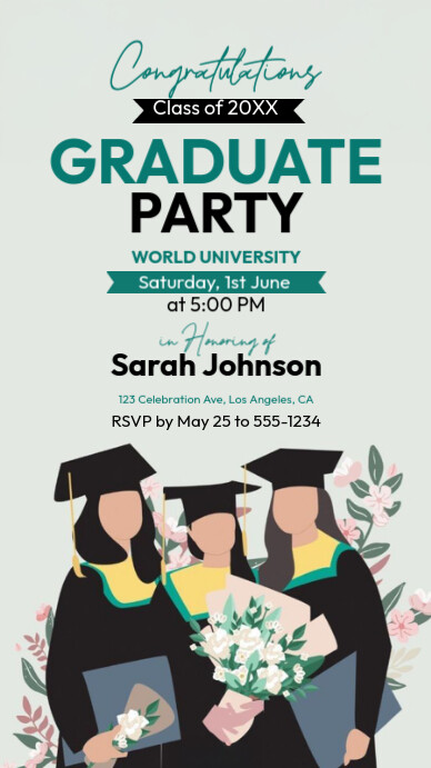 Graduation Party Invitation เรื่องราวบน Instagram template