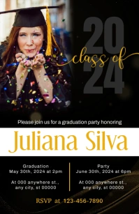 Graduation Party Invitation Design Template Half Page Wide