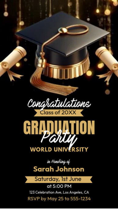 Graduation Party Facebook Story Template | PosterMyWall