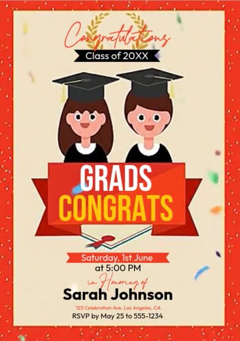 Graduation Party Invitation flyer A4 template