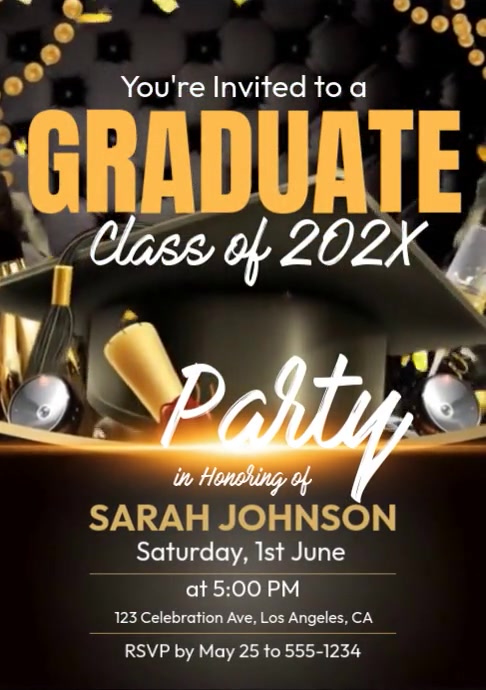 Graduation Party Invitation flyer A4 template