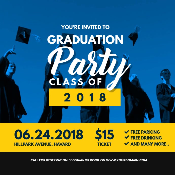 Graduation Party Invitation Online Card Square (1:1) template