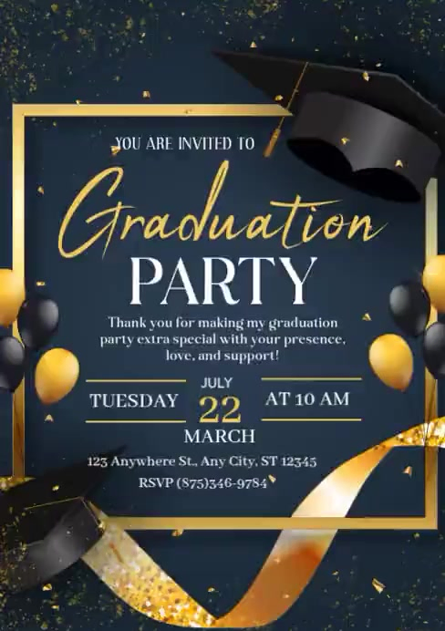Graduation Party Invitation Video Template | PosterMyWall