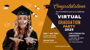 Oranje Virtual Graduation Party Invitation Twitter 帖子 Template