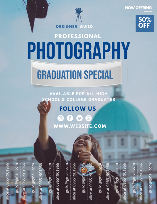 Graduation Photographer Advertisement Tear-of Template | PosterMyWall