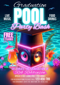Graduation Pool Party Bash A6 template