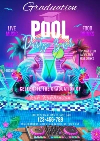 Graduation Pool Party Bash A6 template