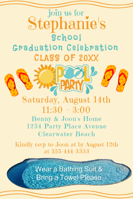 pool party dress code invitation Kids Pool Party Invitations and Party Ideas