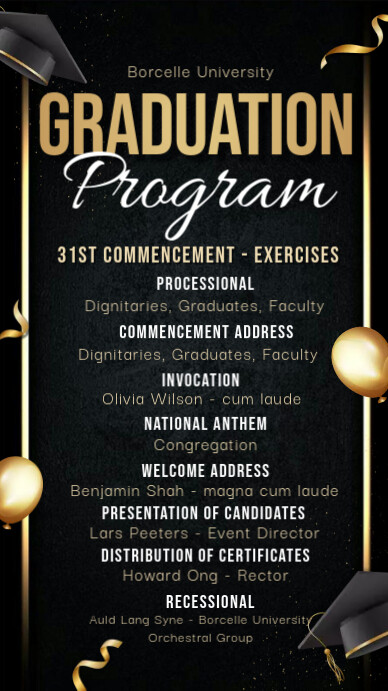 graduation program,event, school graduation Instagram Story template