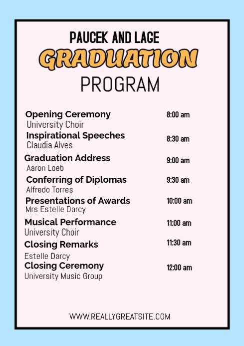 Program Examples For Graduation Graduation program Template | PosterMyWall
