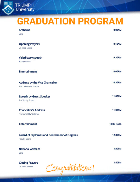 Graduation program Template PosterMyWall Graduation program Template PosterMyWall