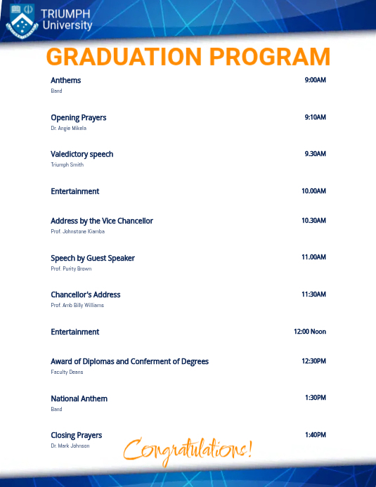 Copy of Graduation program | PosterMyWall