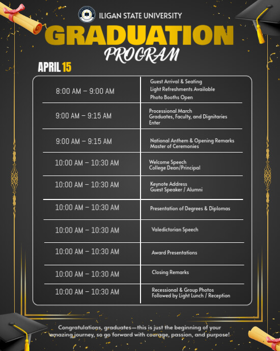 Copy of graduation program event time ads | PosterMyWall