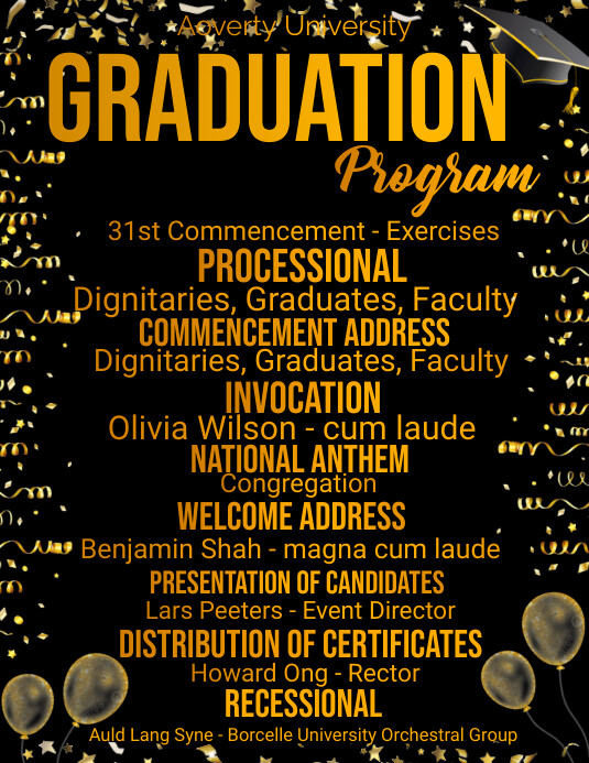graduation program flyer Template | PosterMyWall