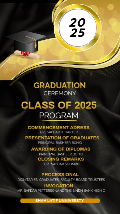 Graduation Program Design Blue And Yellow Illustrated Graduation