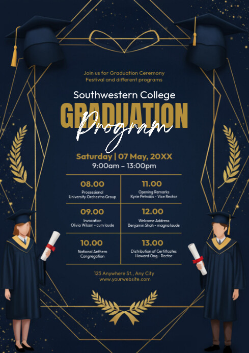 Graduation program Schedule Template | PosterMyWall