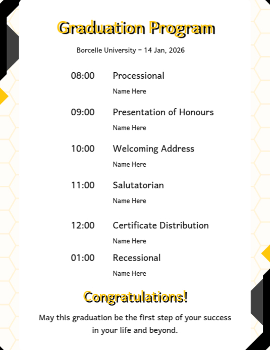 Graduation Program Schedule Flyer (US Letter) template