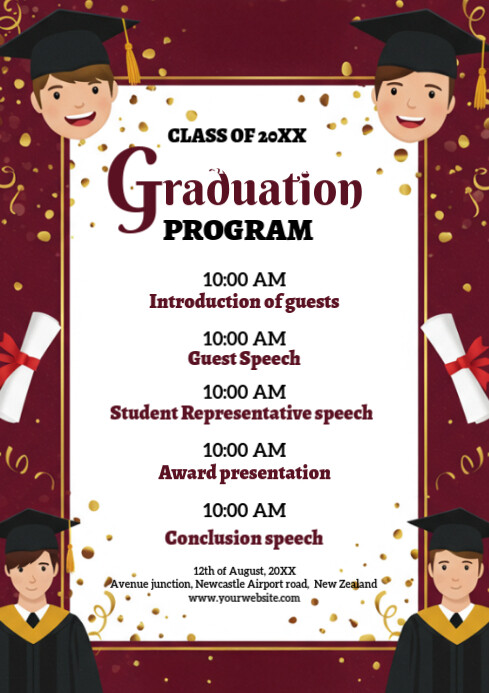 Graduation Program Schedule Flyer Template | PosterMyWall