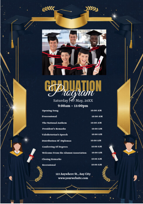 Copy of Graduation Program Template A4 | PosterMyWall