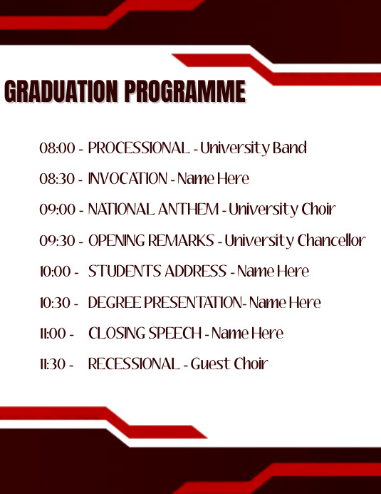 Graduation Programme Template | PosterMyWall