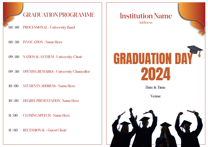 Graduation Programme Template | PosterMyWall